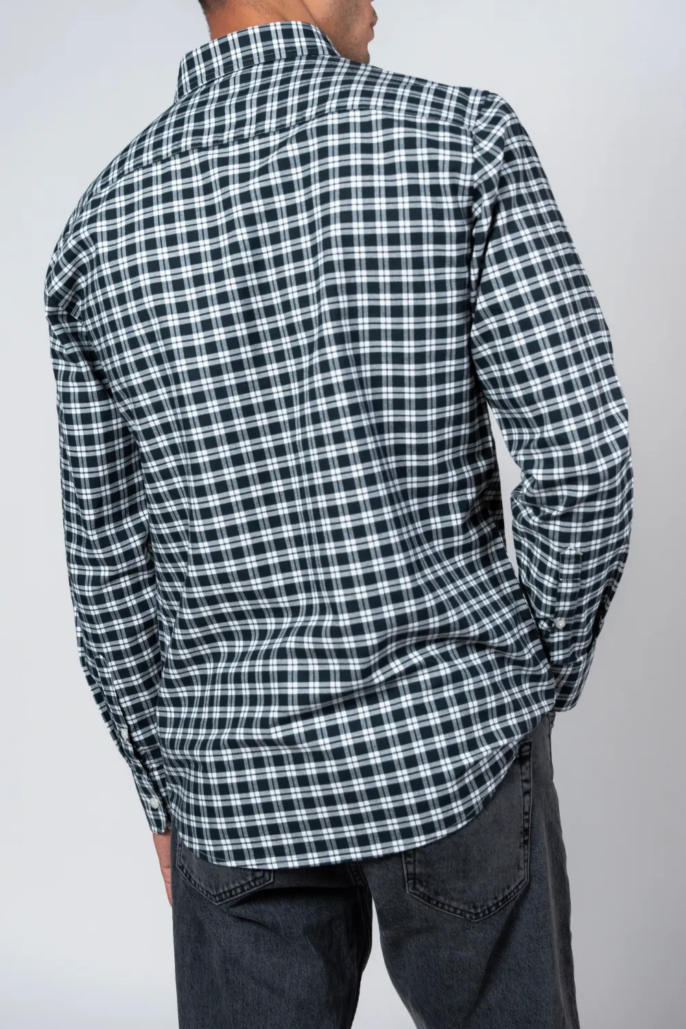 Daily Checked Long Sleeve Cotton Men's Button Down Shirt