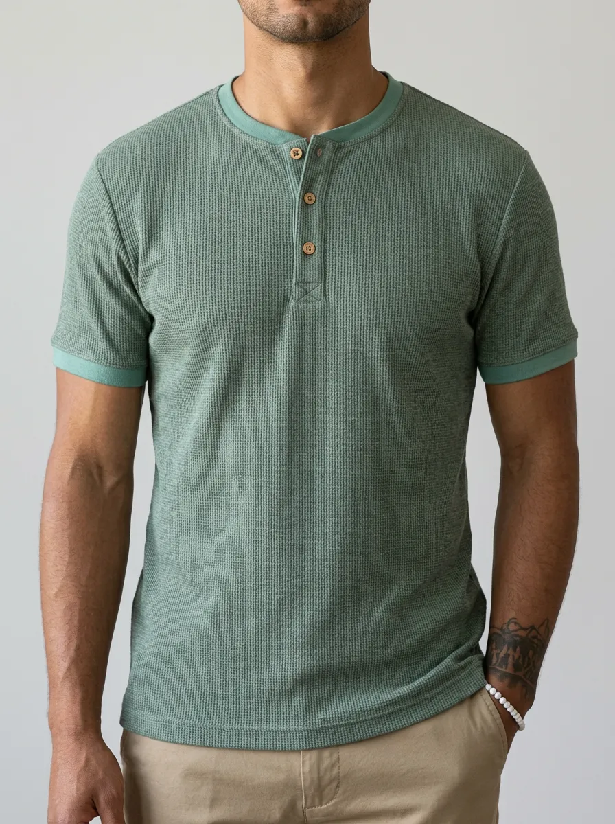 Modern Clean-Line Men's Short-Sleeve Henley Shirt
