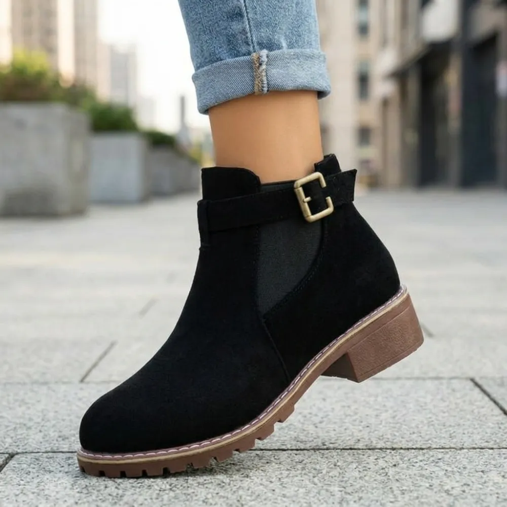 Low Heel Slip On Ankle Boots