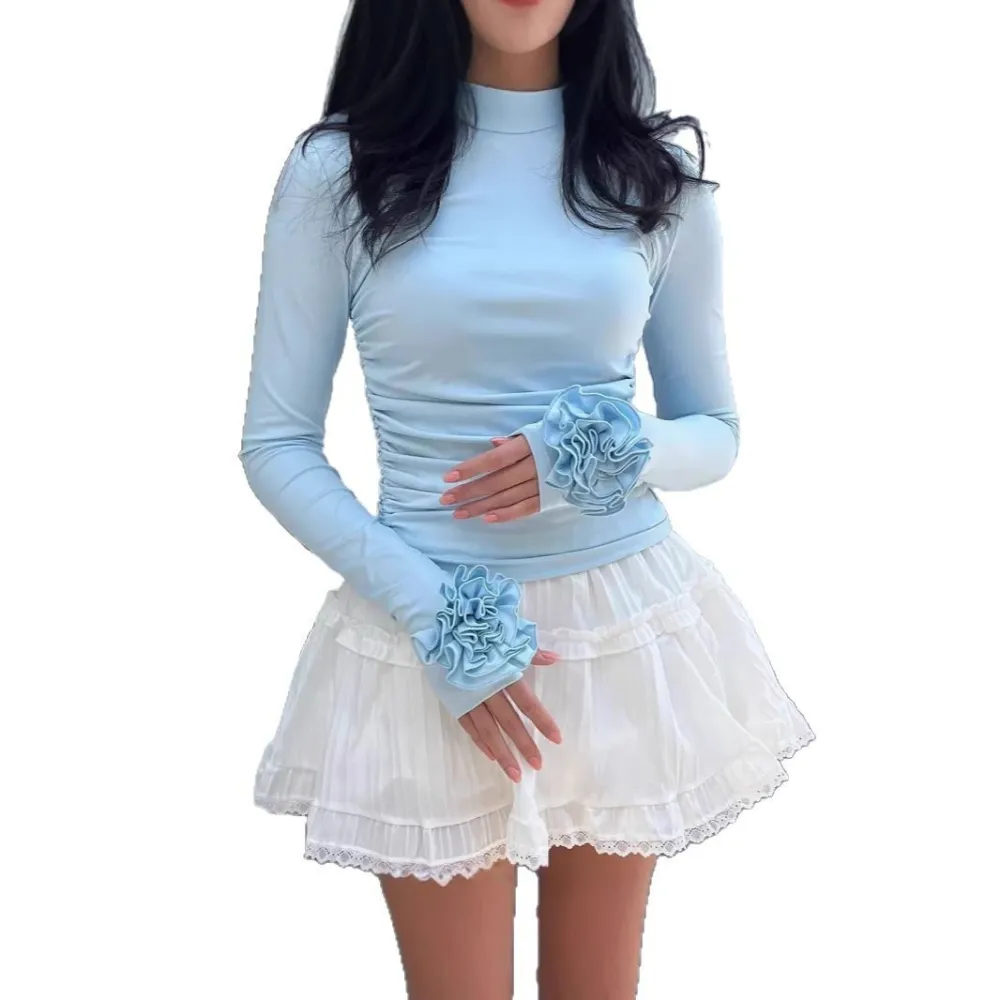 Cozy Round Neck Slim Fit Floral Long Sleeve T-Shirt