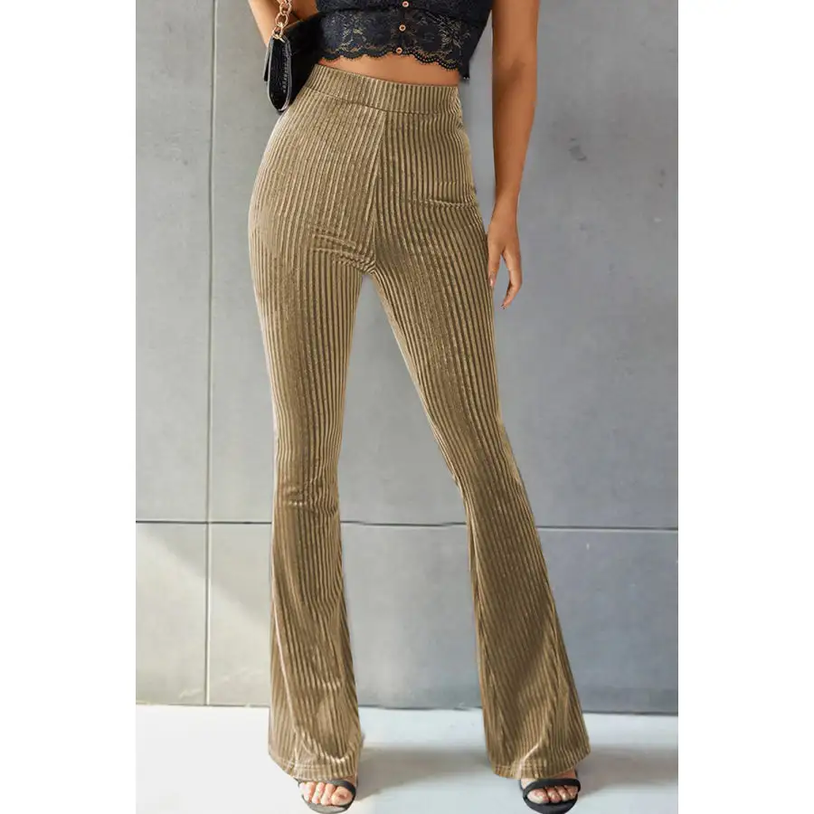 Ribbed High Waist Flare Pants