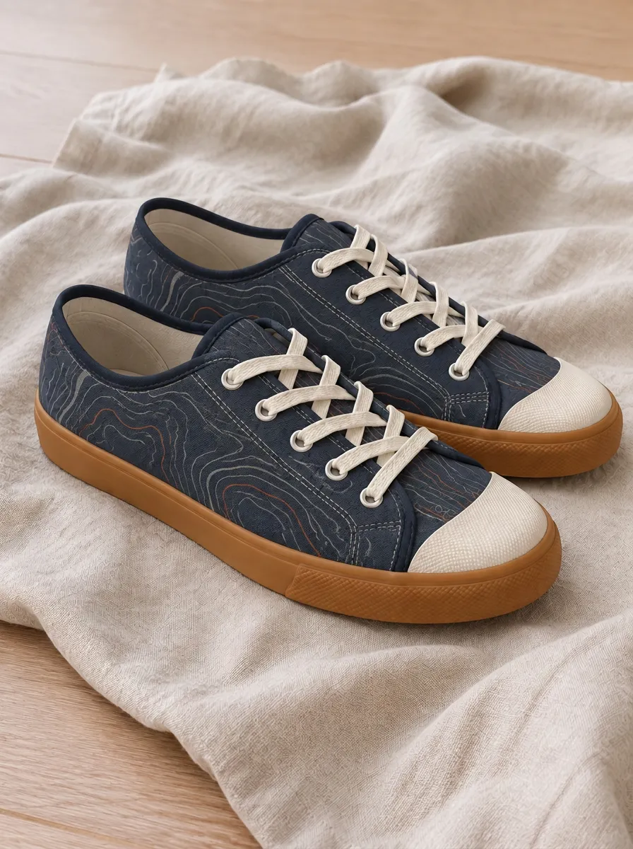 Men's Urban Topographic Map Pattern Patterned Canvas Shoes