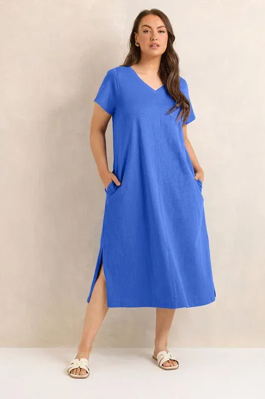Cobalt Blue Premium Cotton Dress