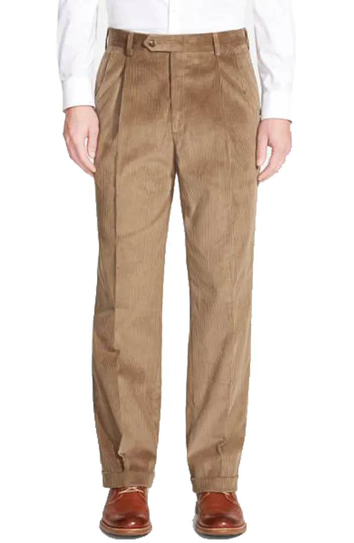 Corduroy Seersucker Flat Front Pleated Front Regular Rise Trousers