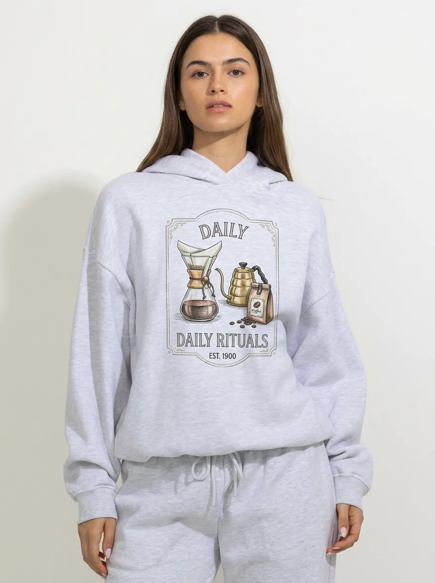 Women's Coffee Lover Daily Rituals Pour Over Printed Hoodie