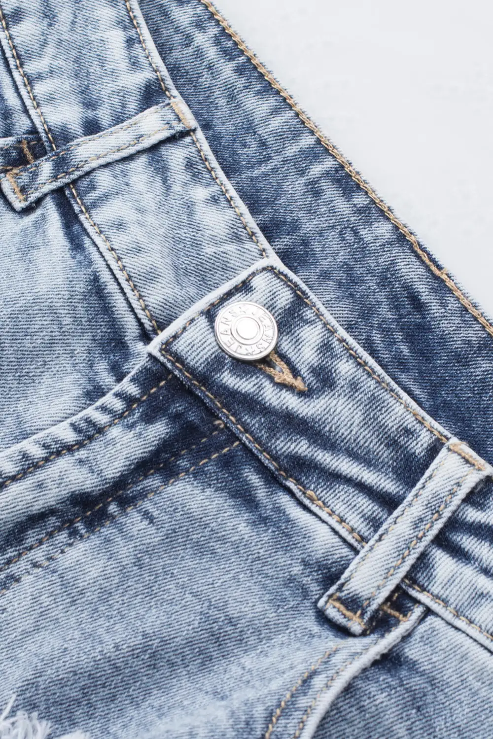 Sky Blue Bleached Wash Distressed Denim