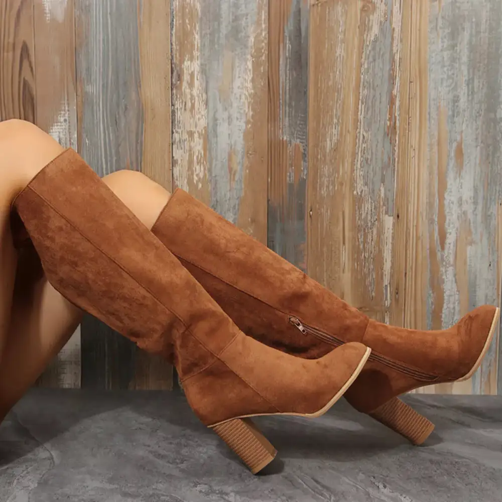 Point Toe Block Heels Boots