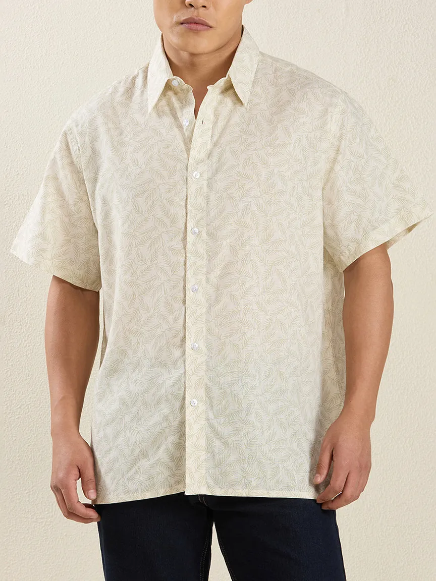 Textured Printed Button Down Men's Formal Shirt