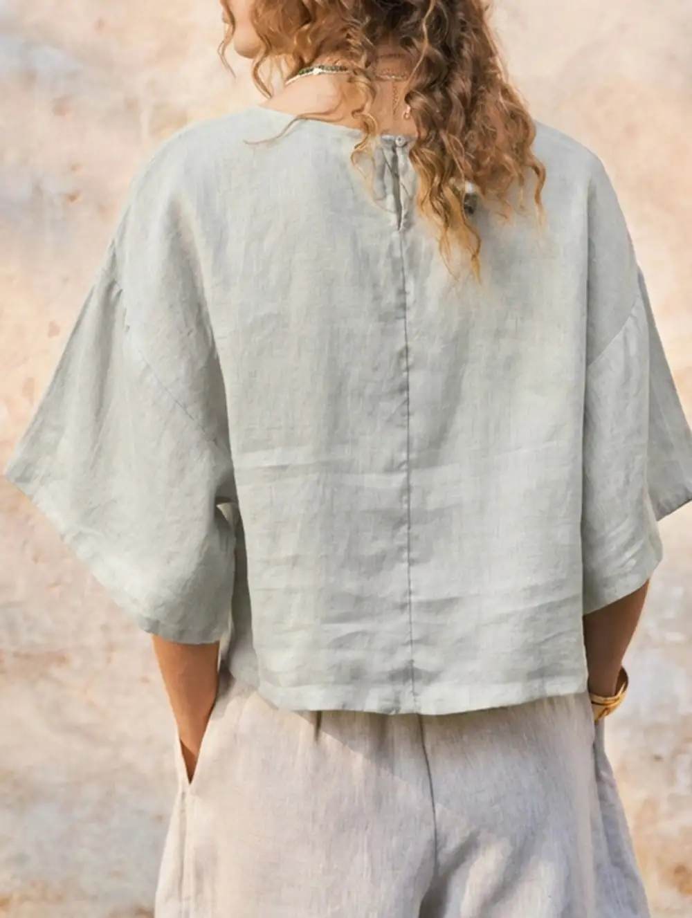 Linen Crew Neck Short Sleeve Tee