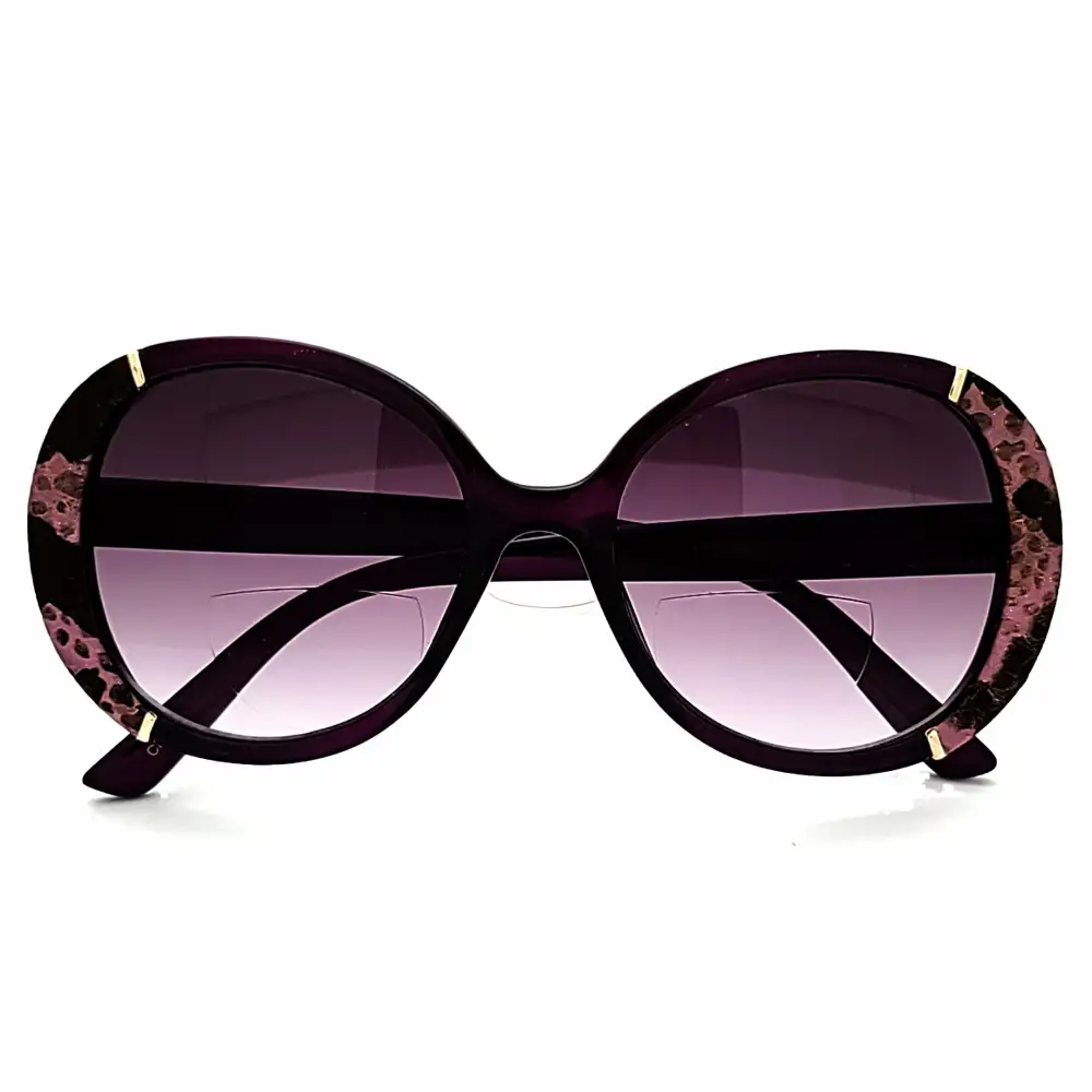 Women's Large Snake Print Round Bifocal Reading Sunglasses