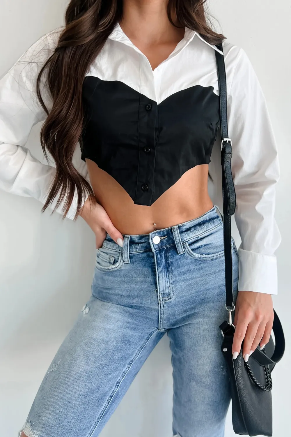 Colorblock Crop Blouse
