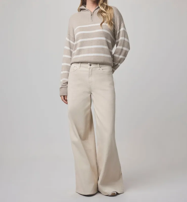 Stripe Quarter Zip Sweater