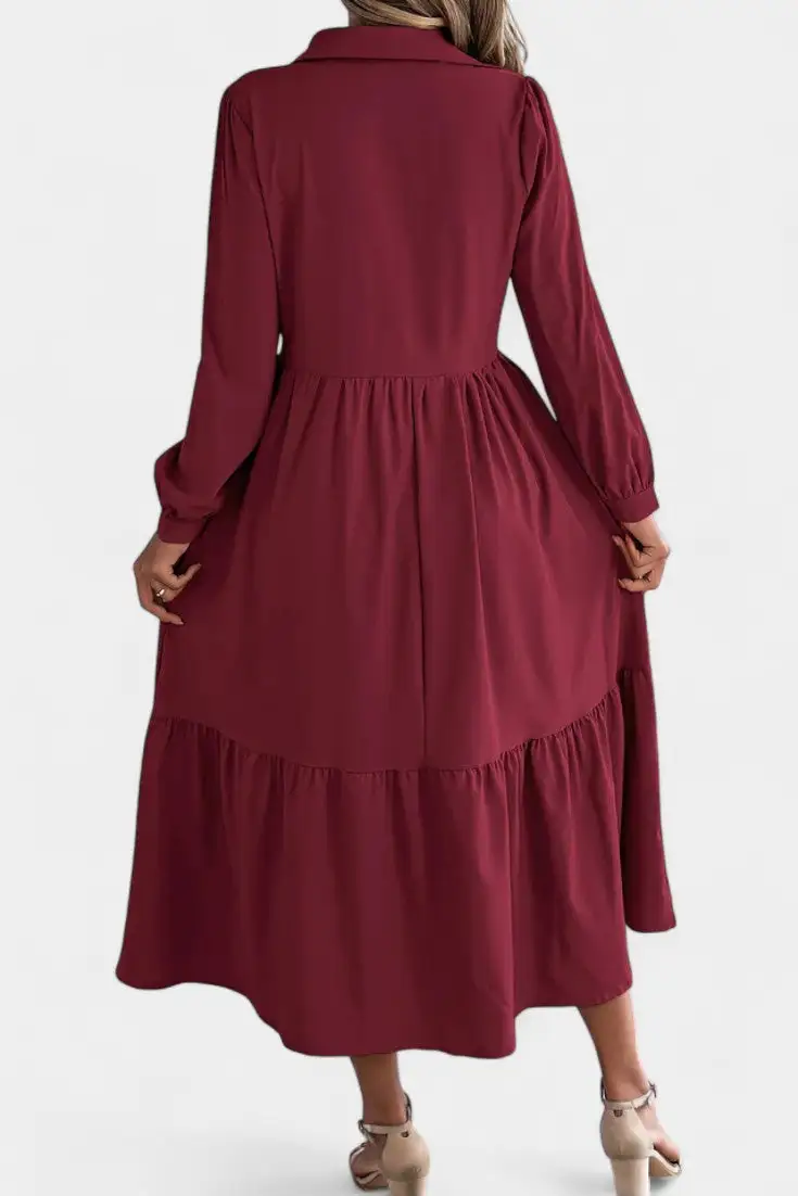 Shirt-Style Long-Sleeve Maxi Dress
