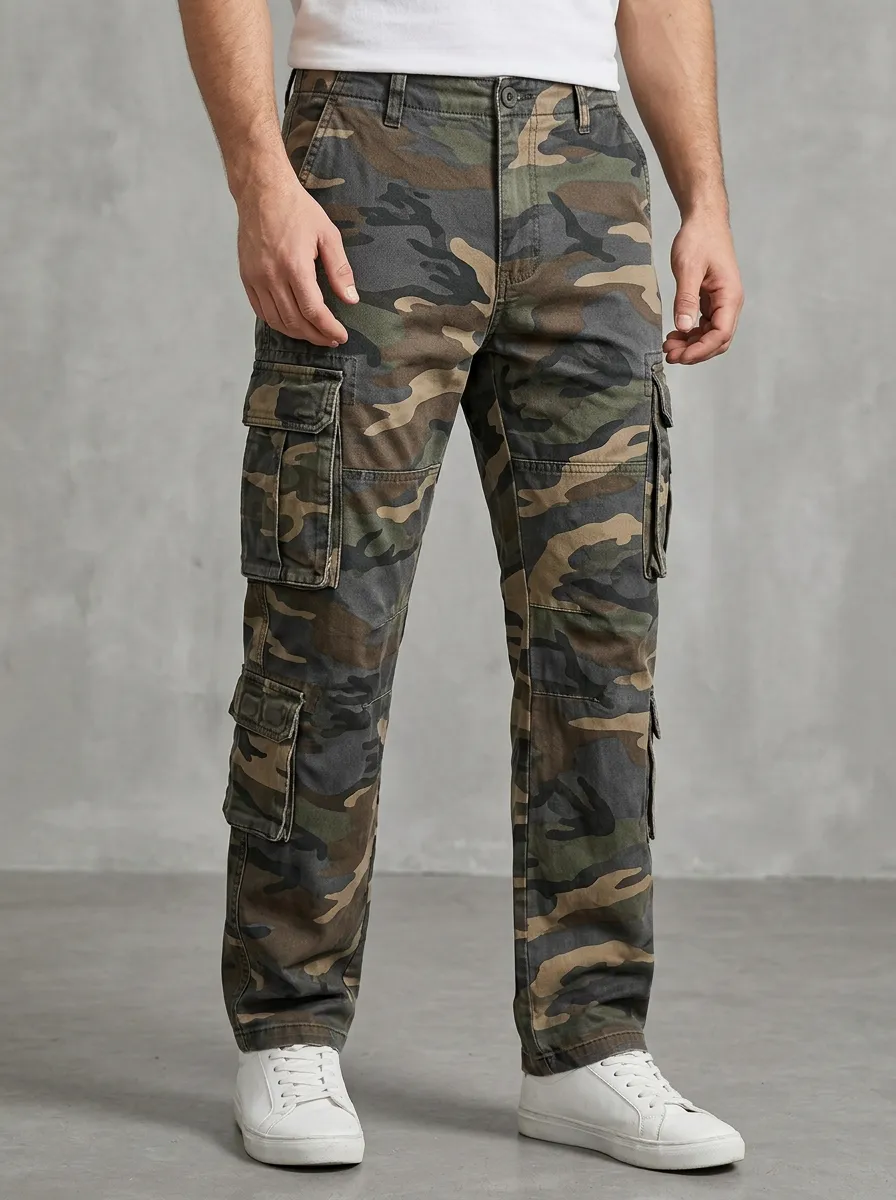 Functional Camouflage Military-Inspired Camouflage Cargo Pants