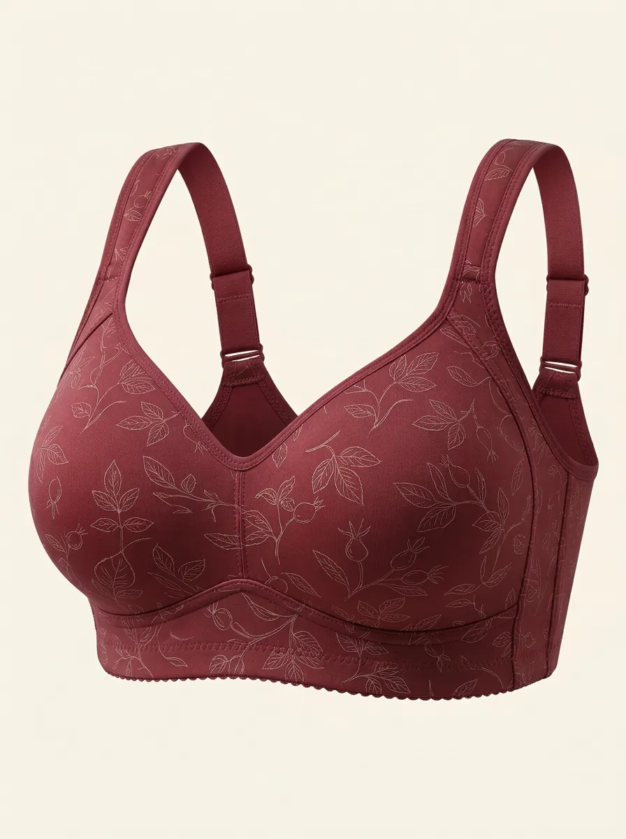 Women's Plus Size Floral Rosehip Wireless Bra