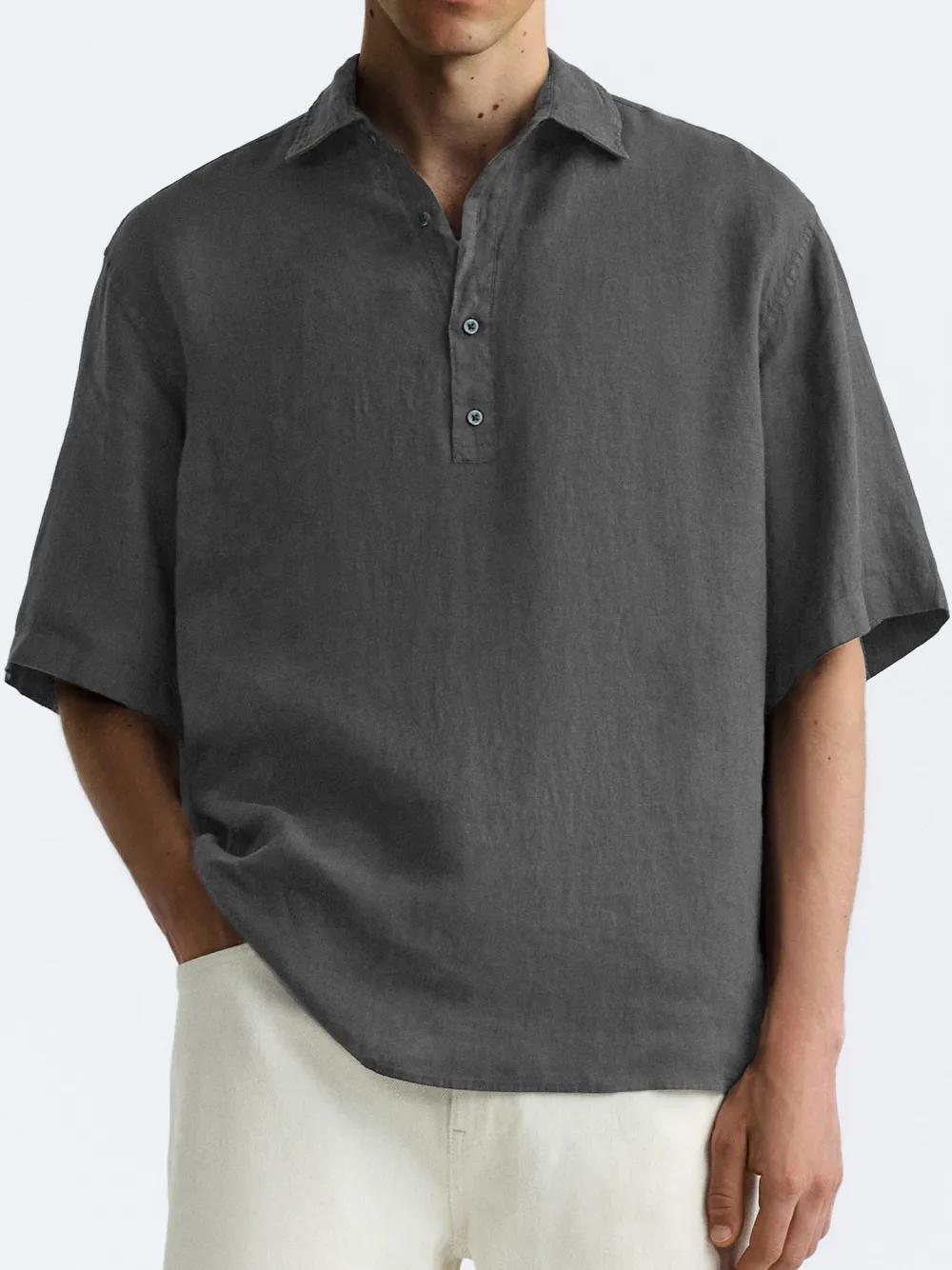 Relaxed Short Sleeve Button Front Shirt