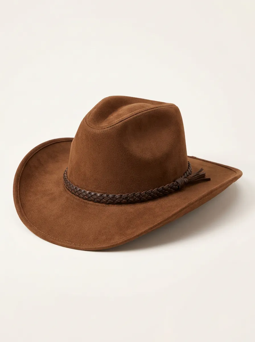 Earth Tone Suede Western Hat with Braided Band