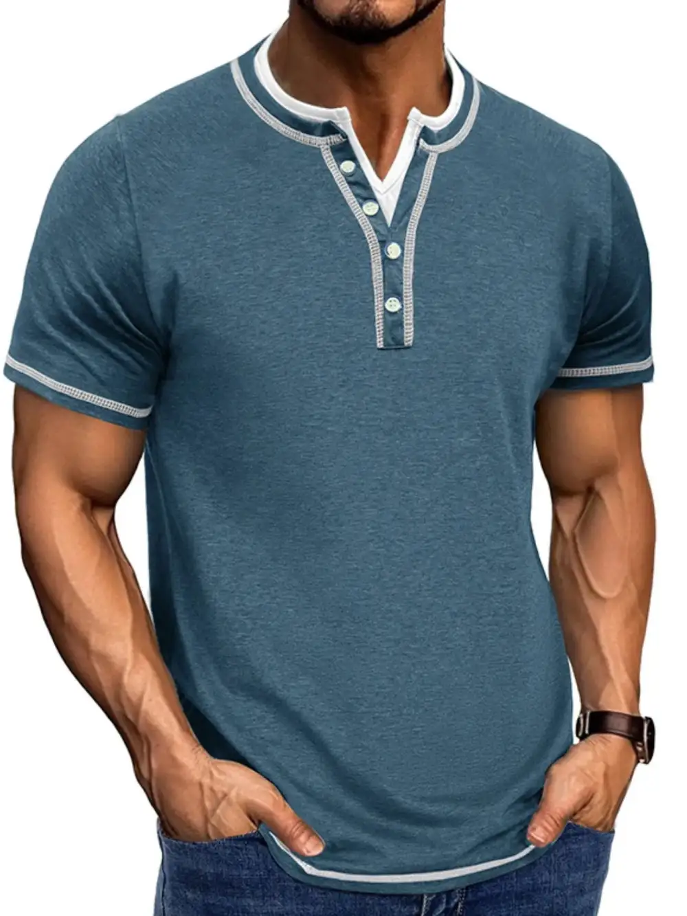 Soft Contrast Detail Collared Polo Shirt