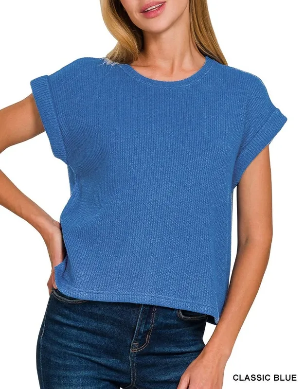 Short Sleeve Crew Neck Sweater