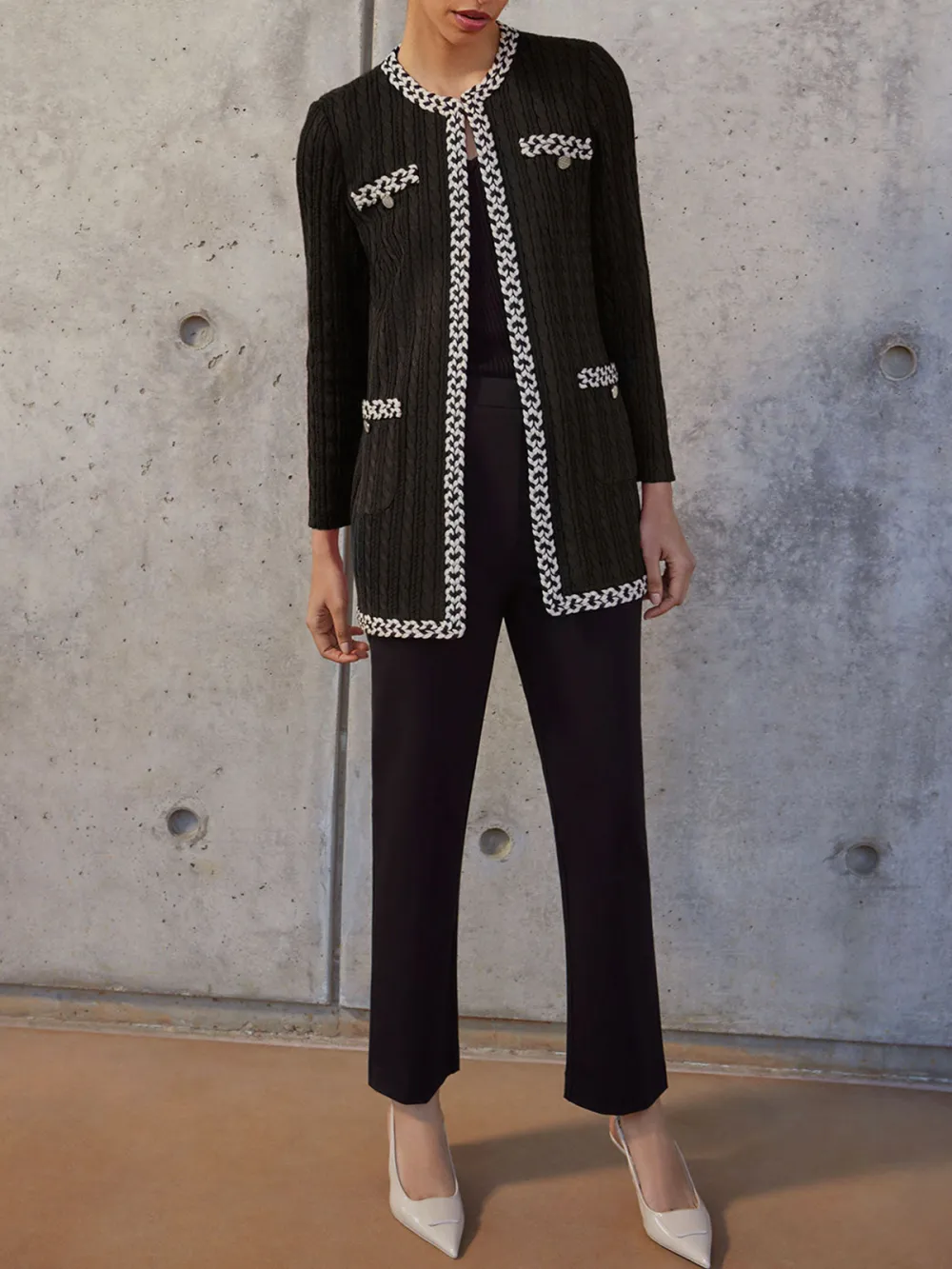 Contrast Colored Medium Length Jacket