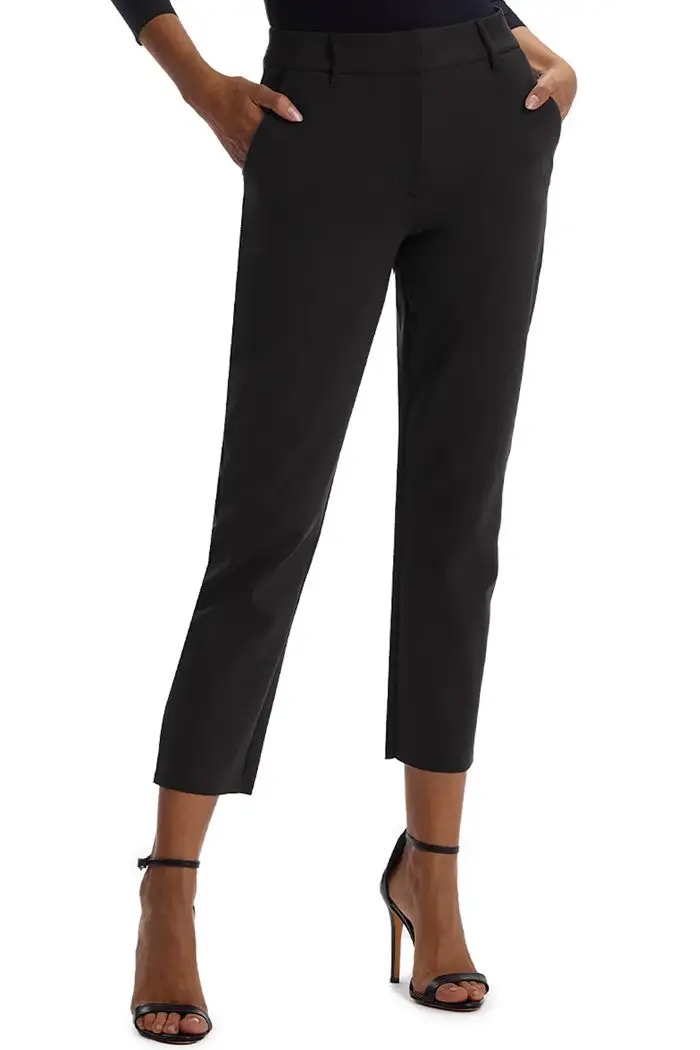 Women's Black Neoprene 7/8 Cropped Trousers