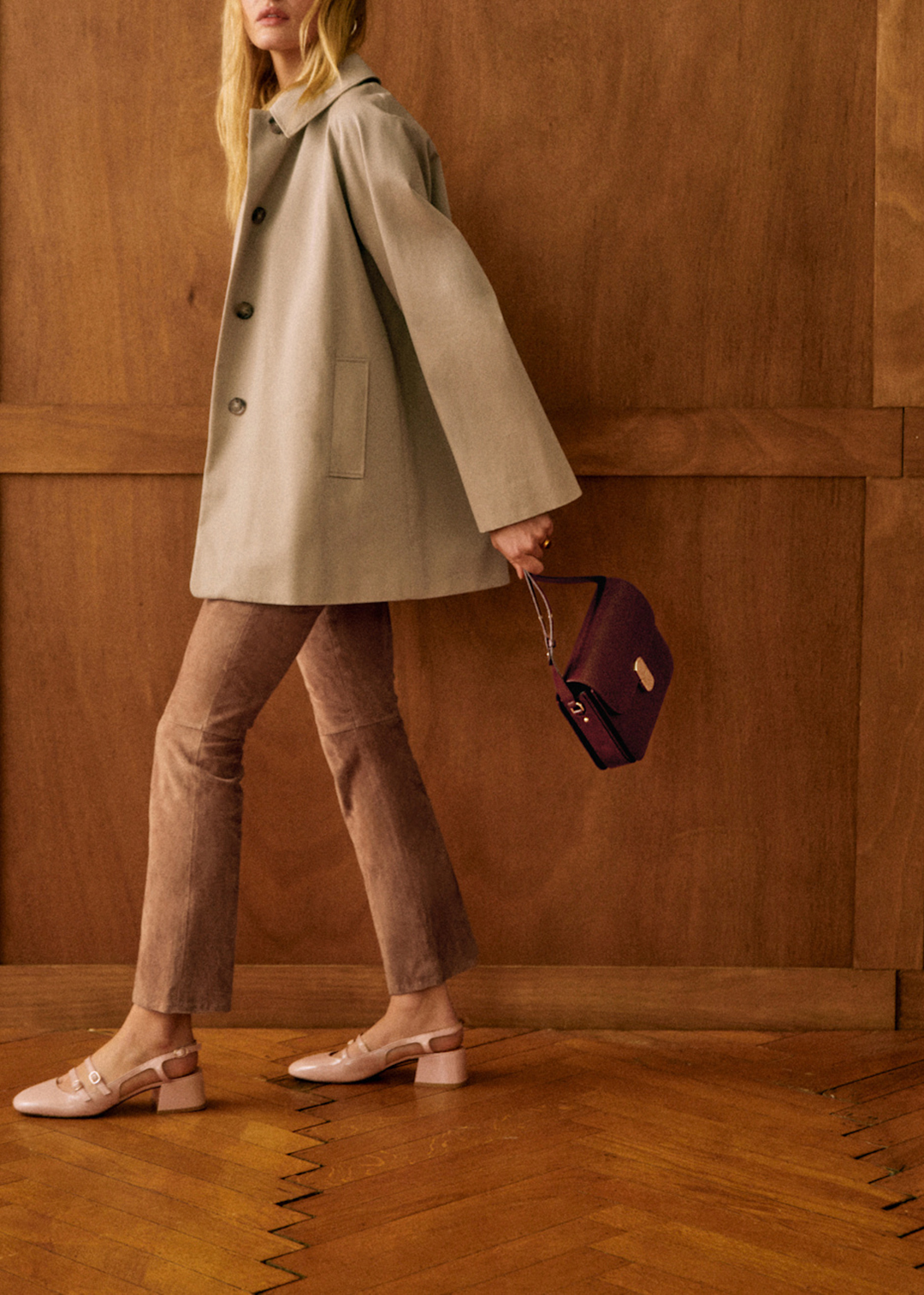 Light Beige Mid-Length Oversize Trench Coat