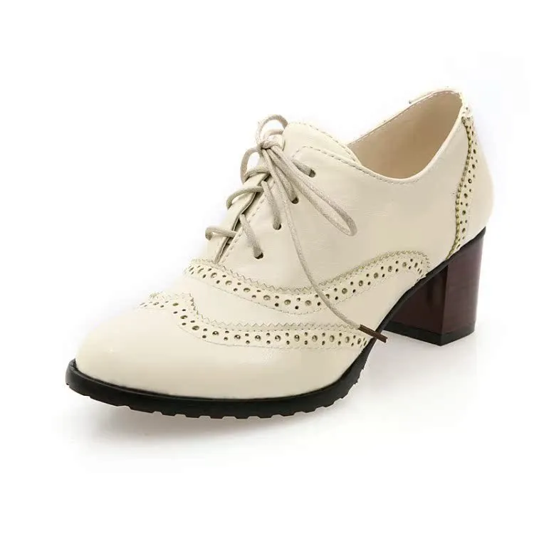 Lace Up Block Heel Floral Detail Casual High Heels