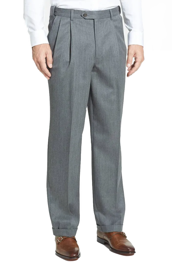 Modern Gabardine Performance Flat Front Pleated Front Regular Rise Trousers