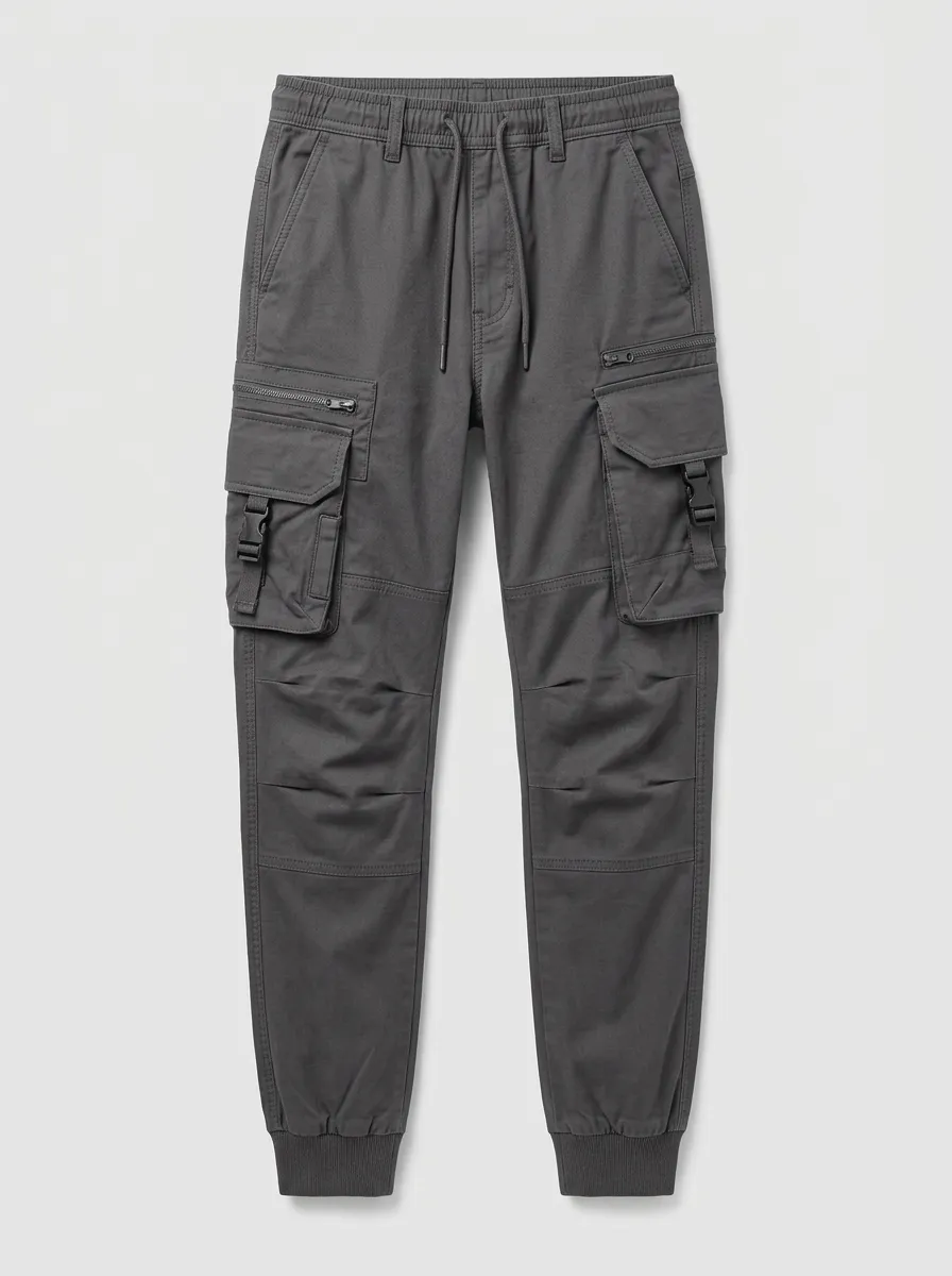 Men's Buckle-Pocket Drawstring Tactical Cargo Joggers