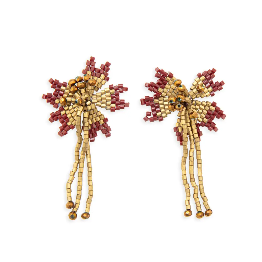 Detailed Linear Celestial Star Beaded Earrings