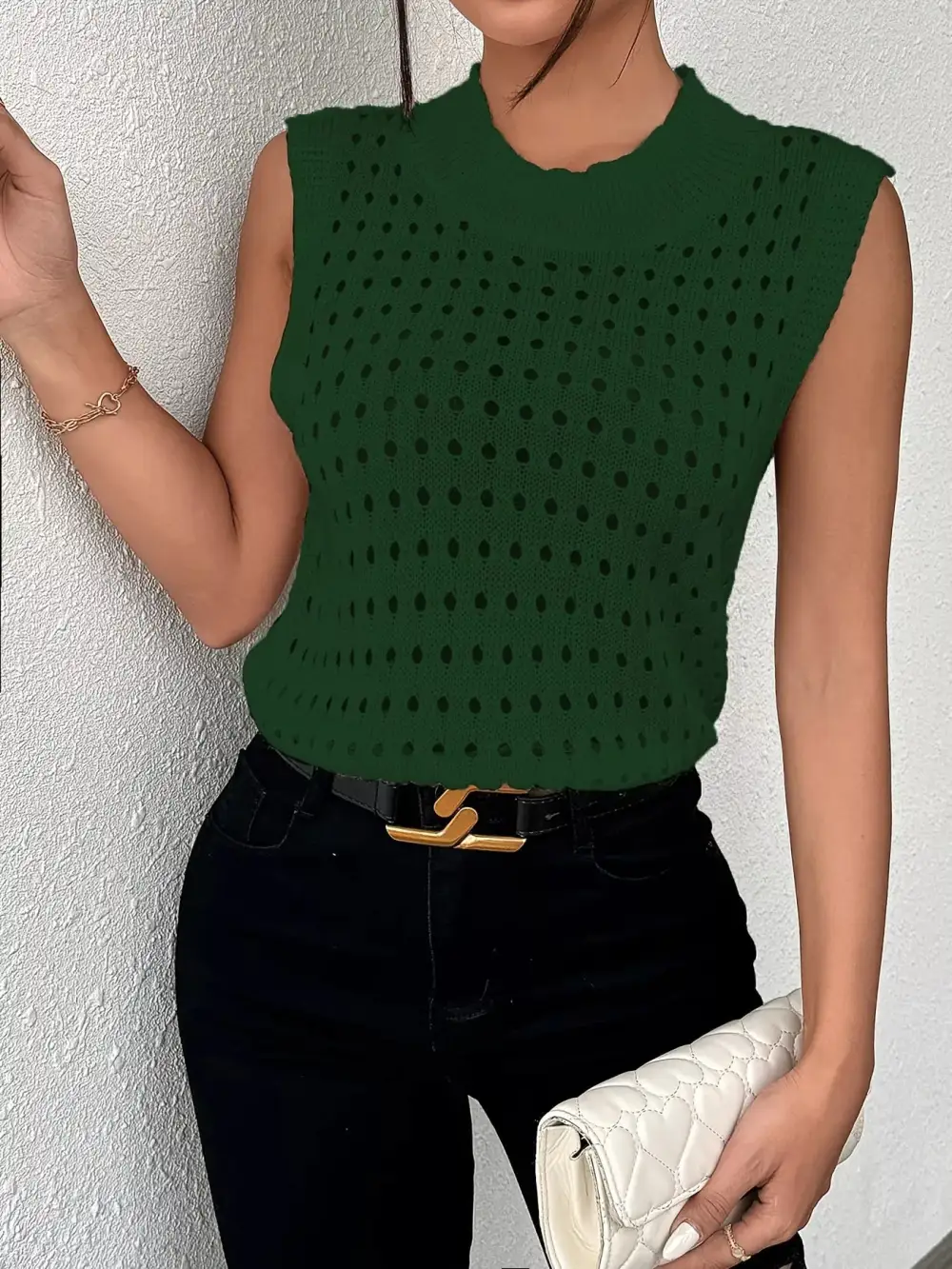 Round-Neck Knit Tank Top