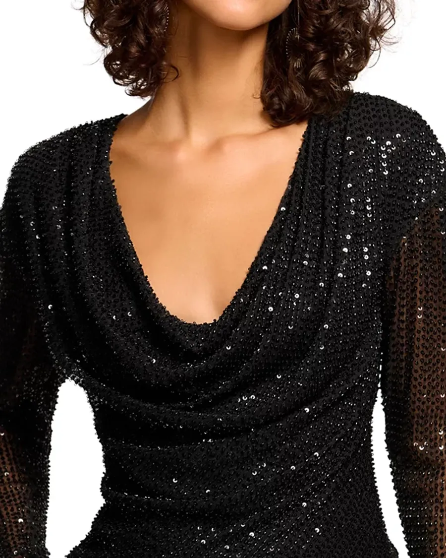 Sexy Style V-Neck Cowlneck Top