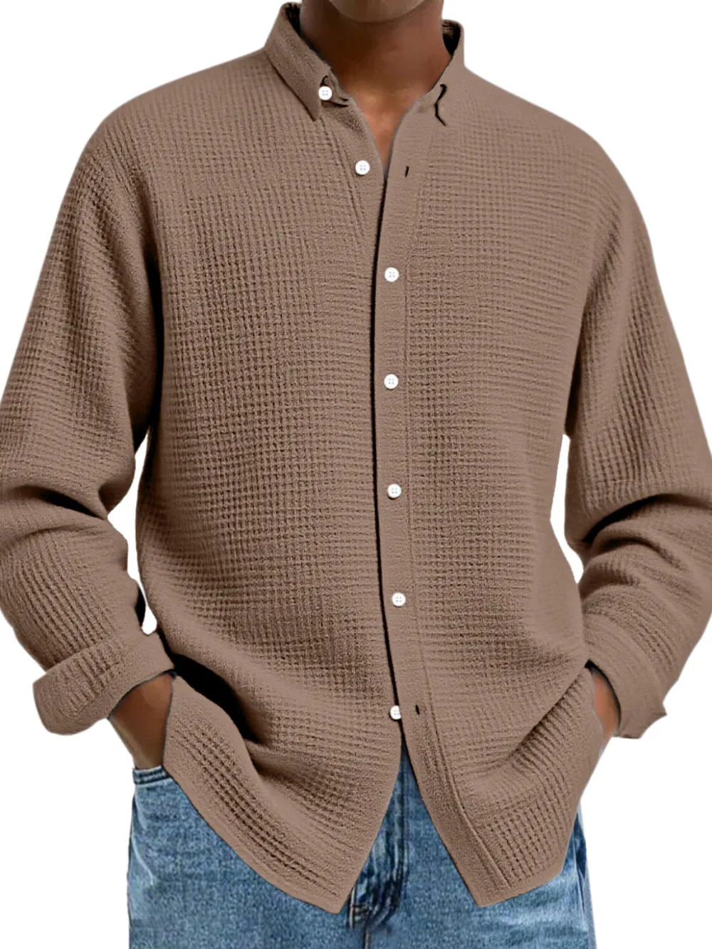 Textured Knit Button Front Shirt