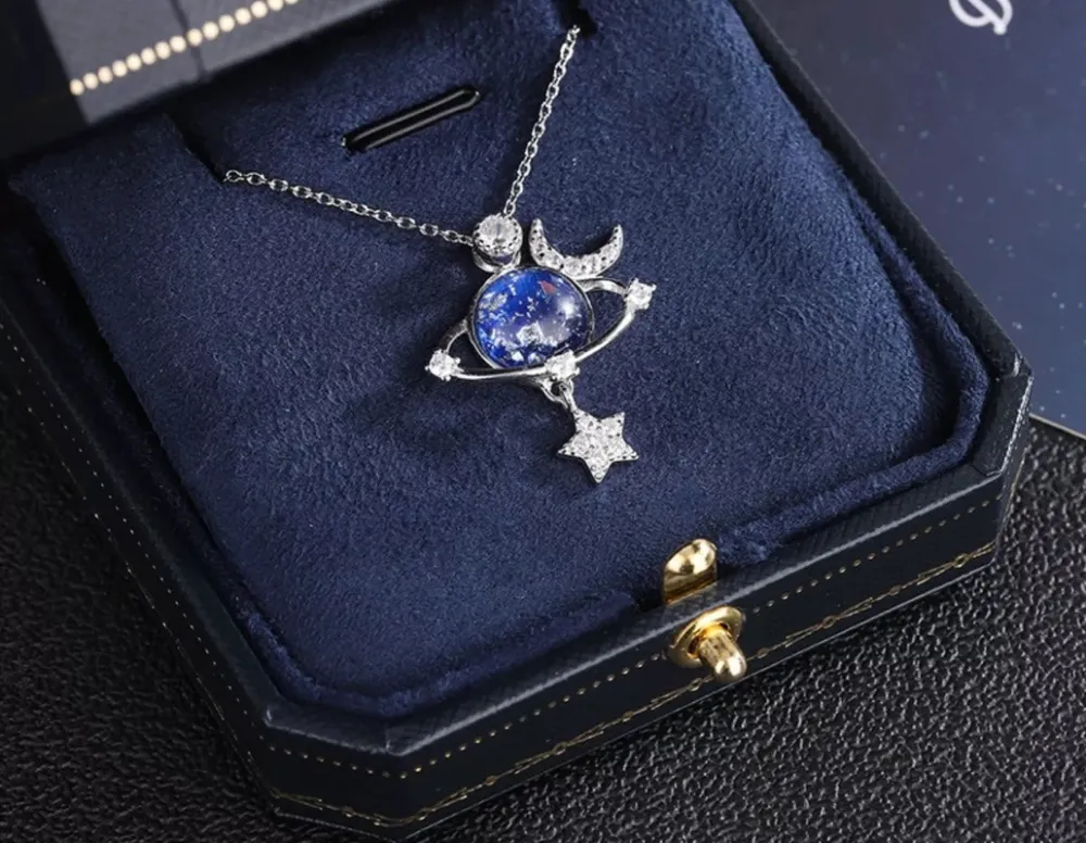 925 Sterling Silver Planet Pendant Necklace
