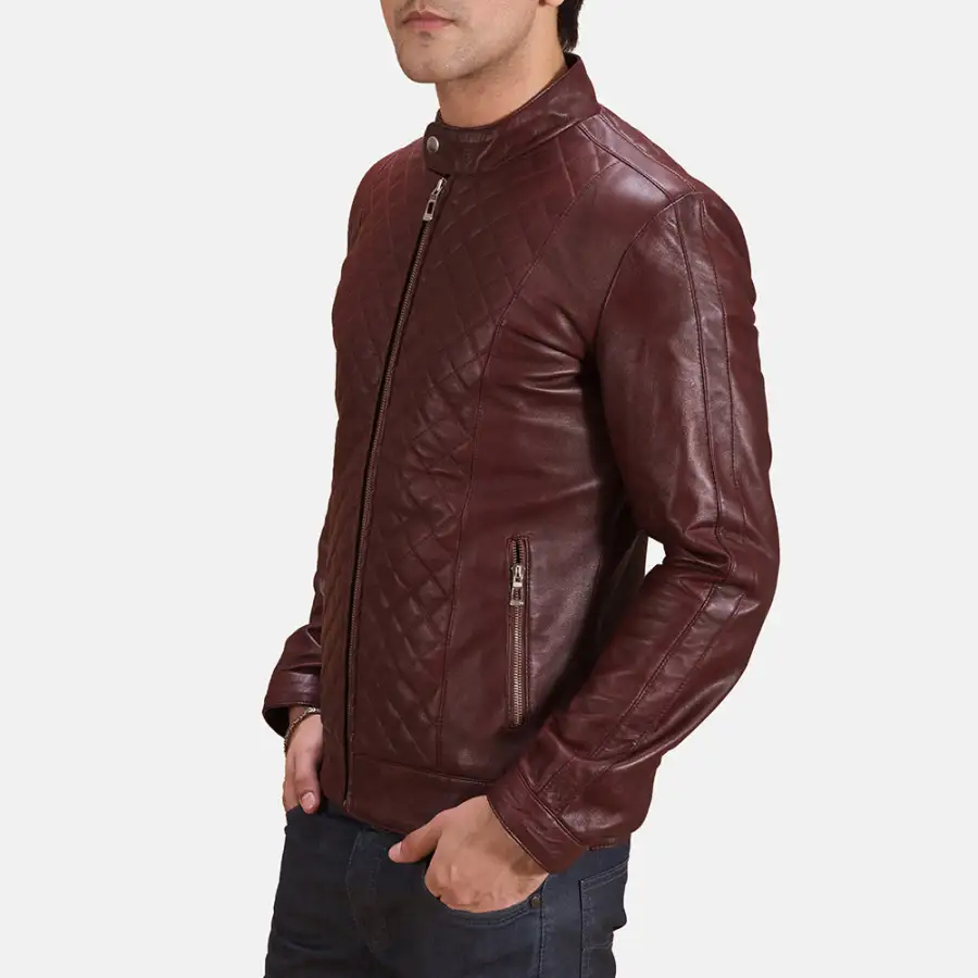 Men's Rugged Utility Biker Leather Jacket