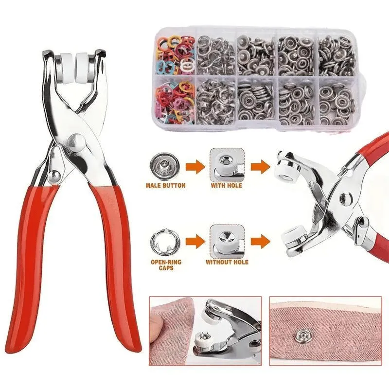 Including 100pcs Invisible Colored Metal Buckle & 1 Count Manual Pressure Pliers -8RH7