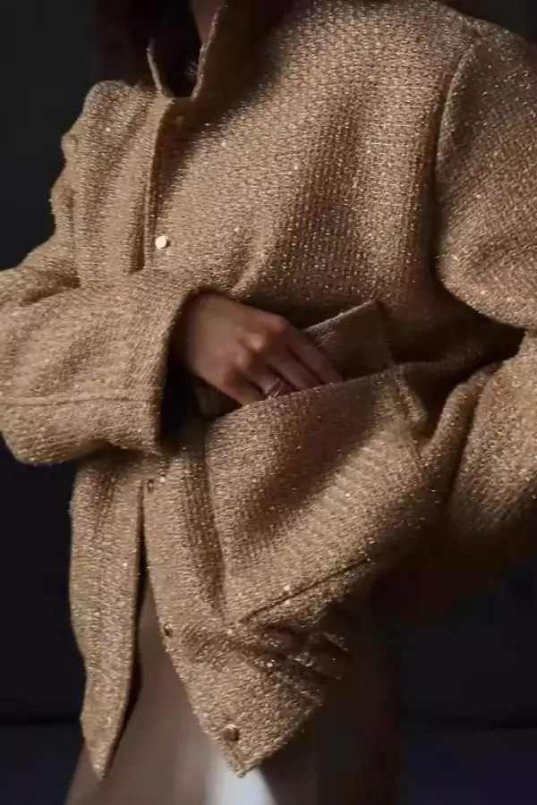 Stand-Collar Sequined Jacket
