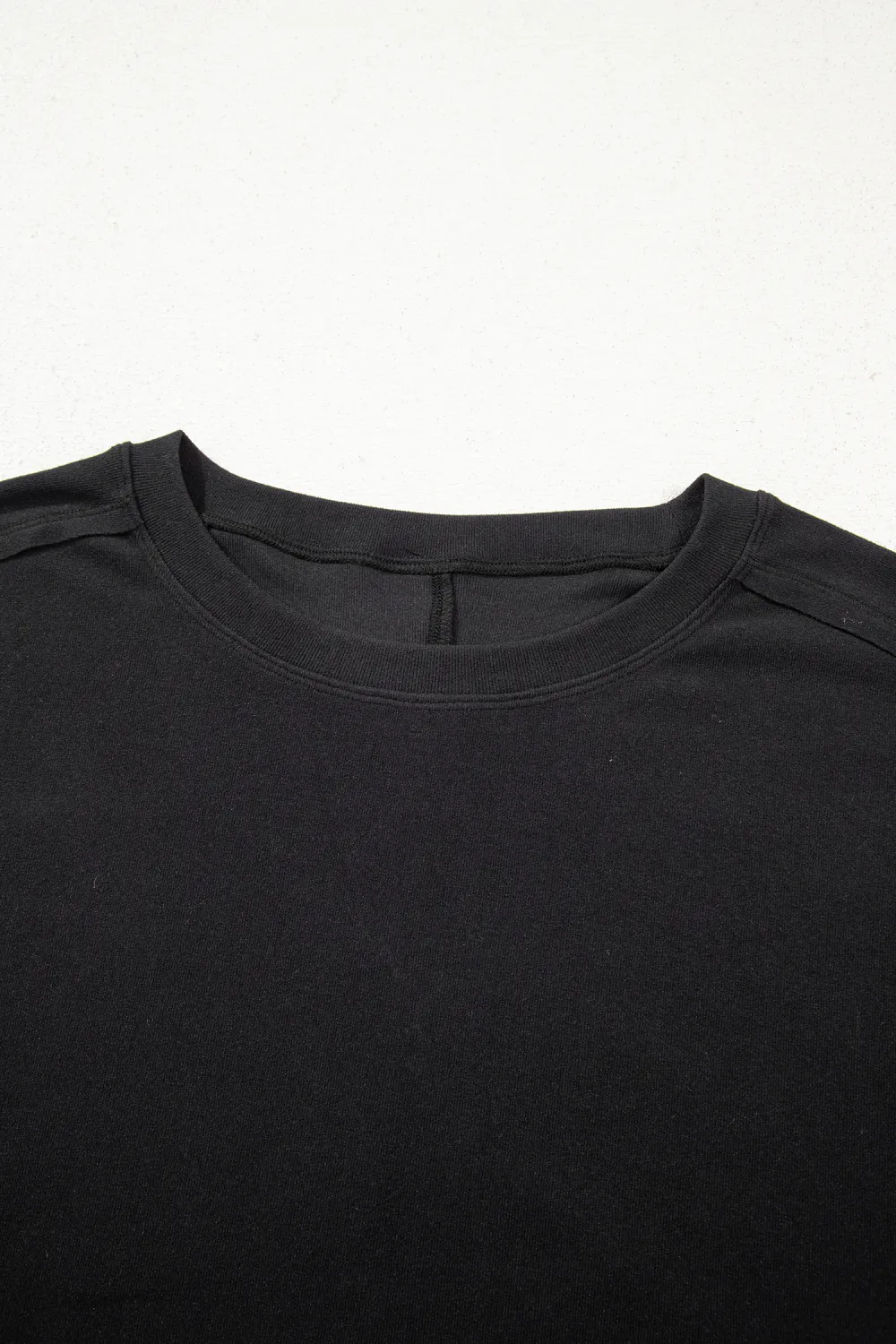 Black Bow Textured Patchwork Long Sleeve Tee