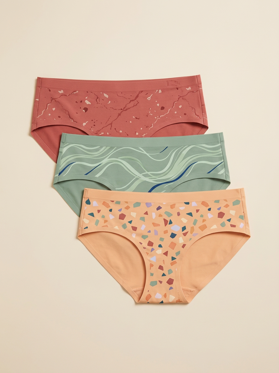 Women's Abstract Terrazzo Wave Three-Pack Panties