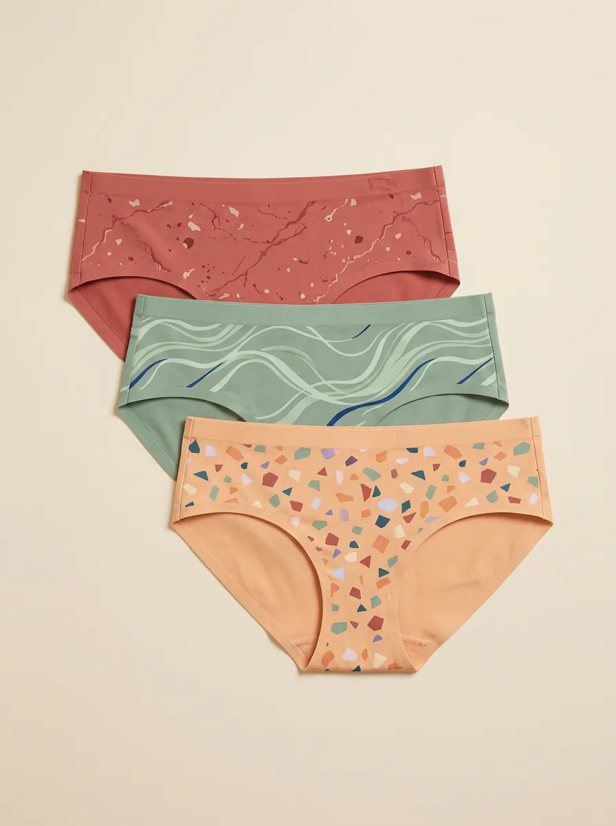 Women's Abstract Terrazzo Wave Three-Pack Panties