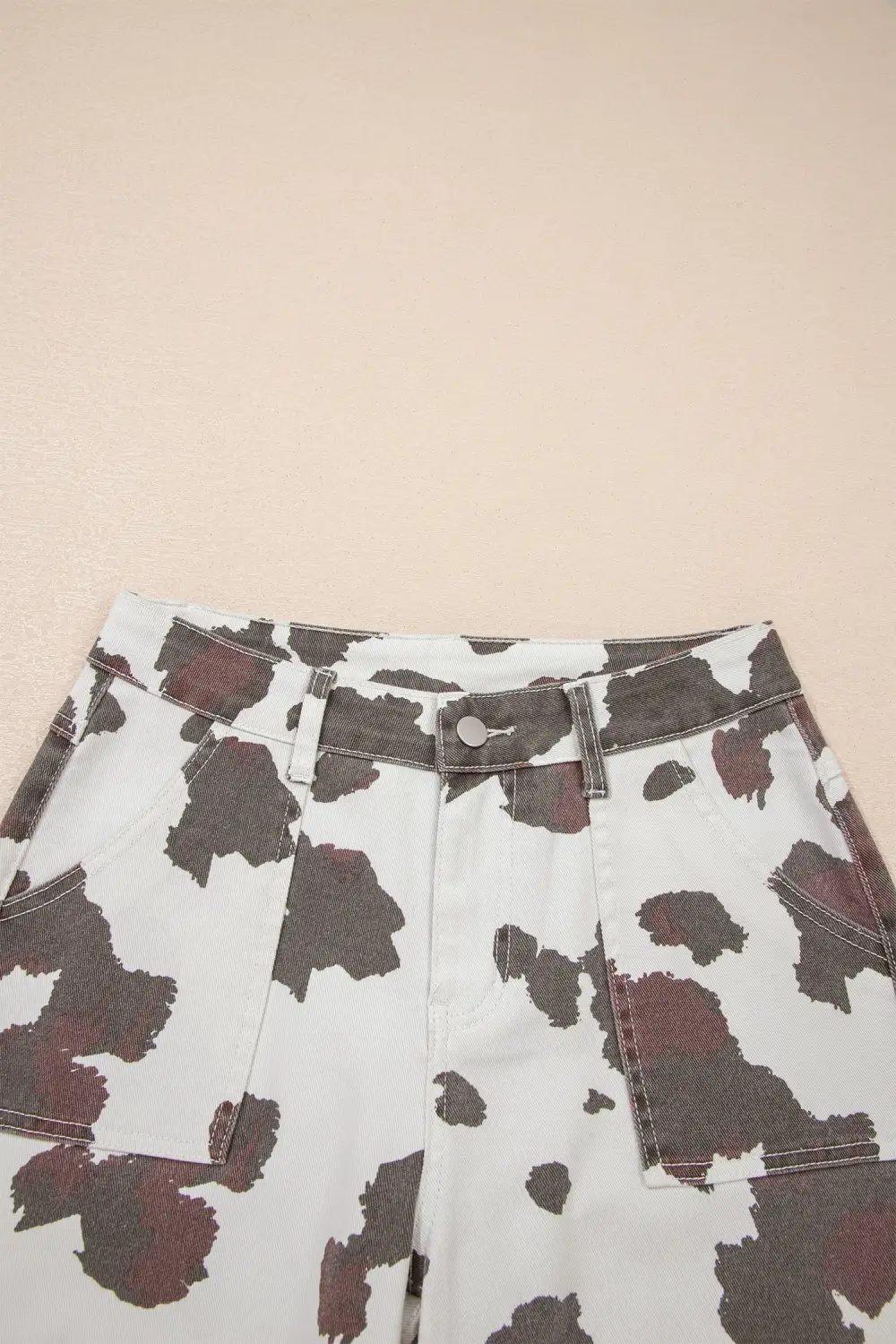 Women's Cow Spots Printed Multi Pocketed Jeans