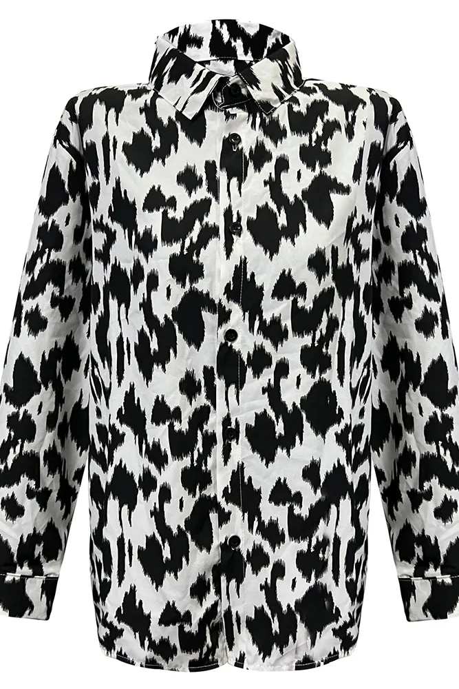 White Leopard Button Down Shirts Shirt