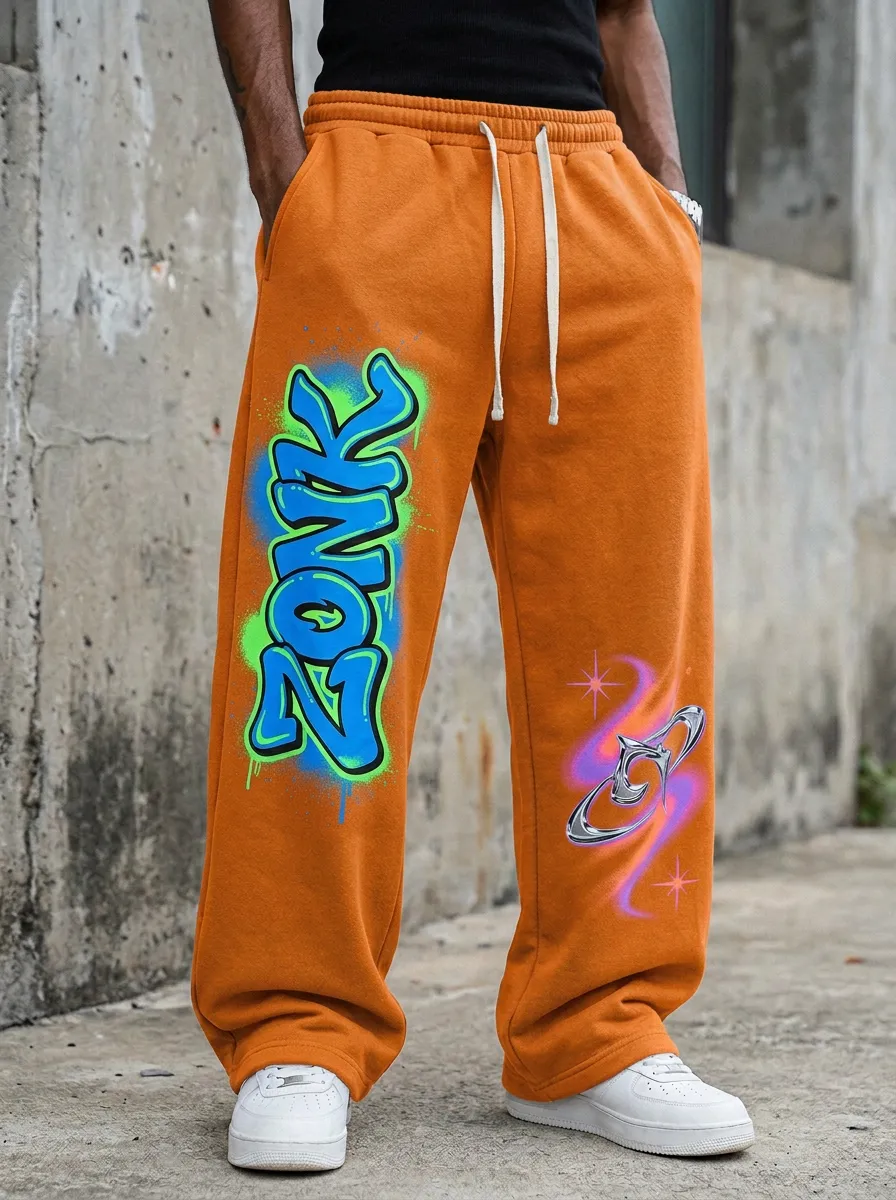 Unisex Downtown-Inspired Streetwear Graffiti Sweatpants
