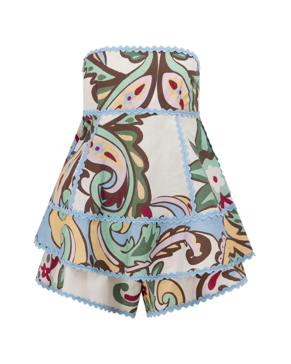 Strapless Overlay Top and Ruffle Shorts Set