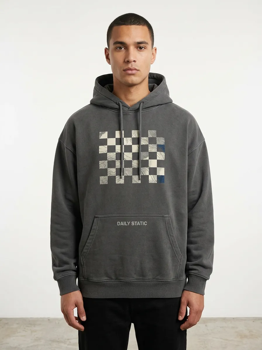 Streetwear Checkered Men's Graphic Hoodie