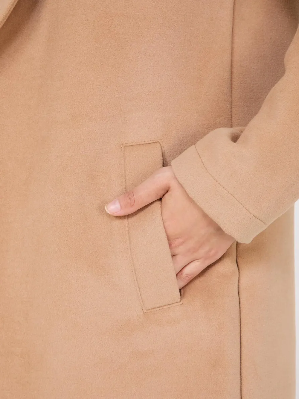 Camel Longline Wool Blend Coat