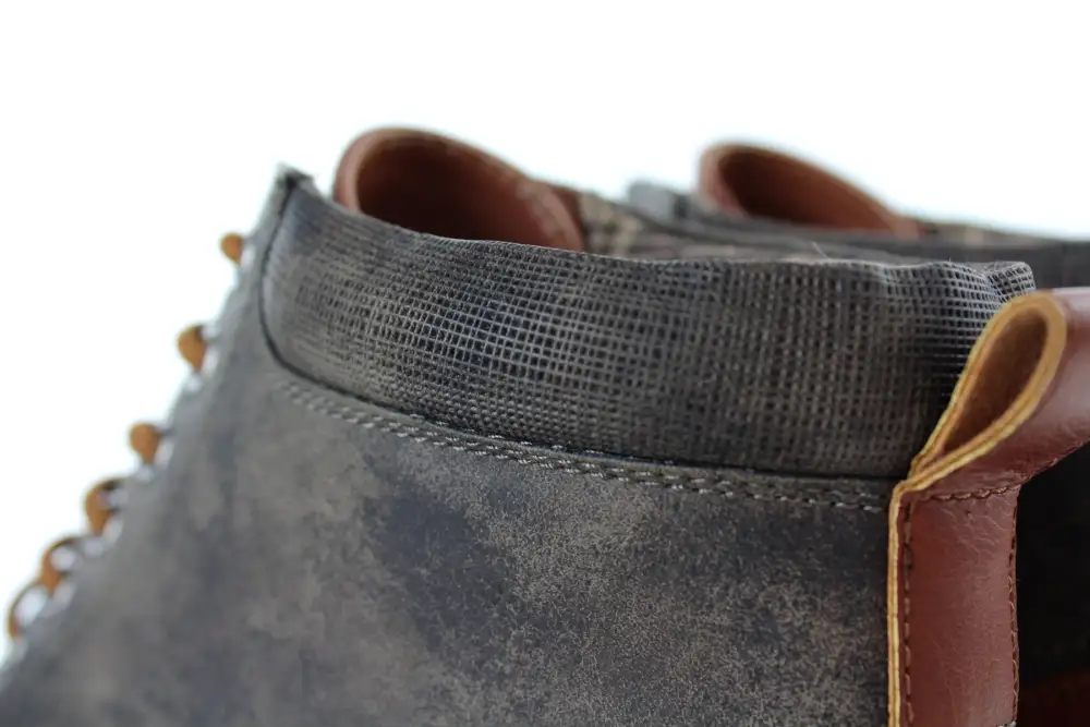Faux-Leather Lace-Up Textured Chukka Boots