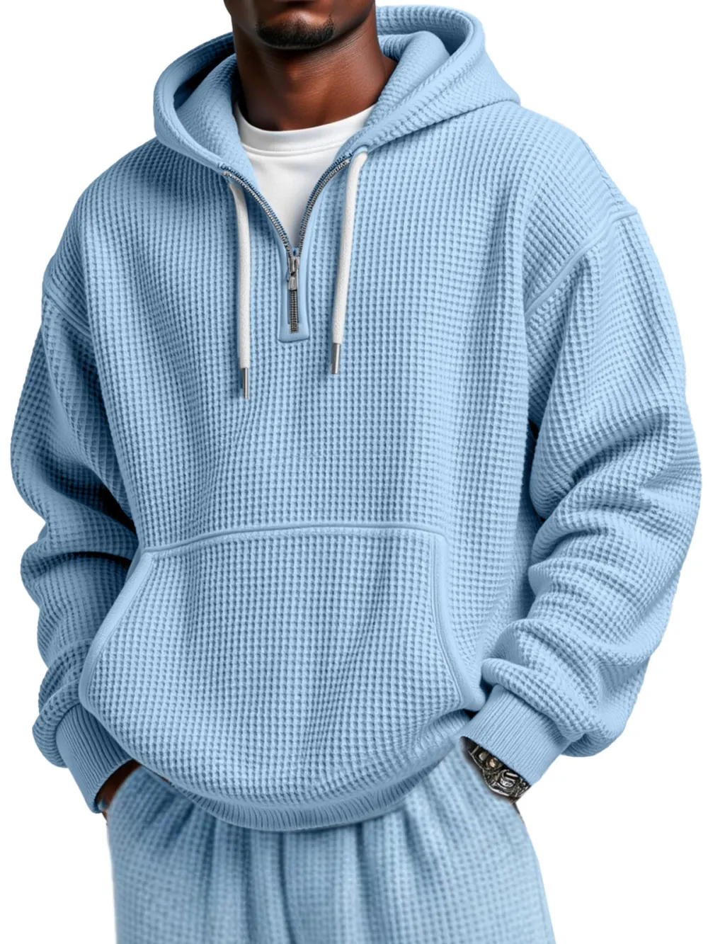Textured Knit Hooded Zip Set