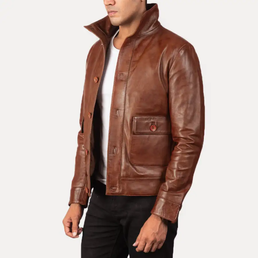 Men's Rugged Bomber Leather Jacket