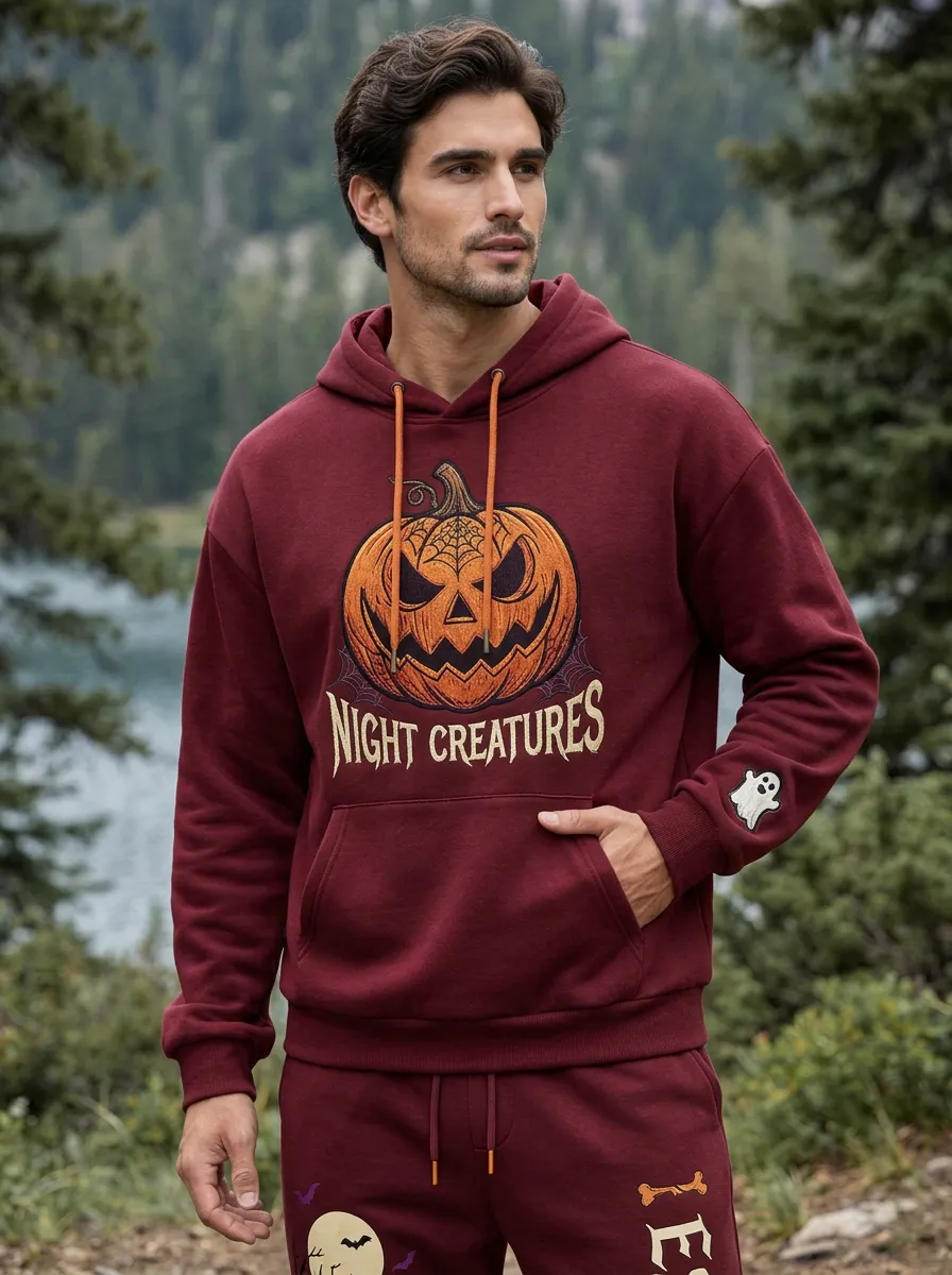 Men's Halloween Night Creatures Pumpkin Printed Tracksuit